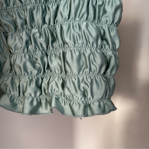 UO smocked teal blue tie up size medium tank top - Picture 3 of 3